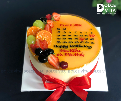 002 Bánh mousse chanh dây vẽ lịch - ghi dấu ấn ngày sinh đặc biệt