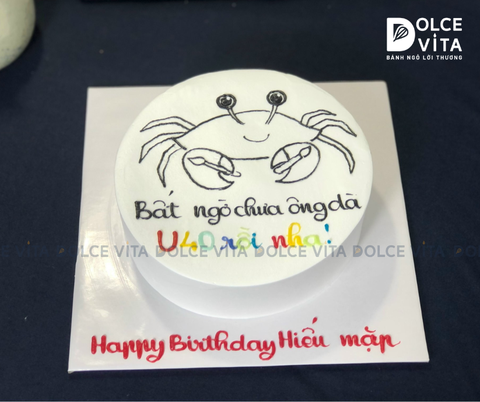 [813] (50) Bánh vẽ chú cua nét đen trắng - Quà tặng cho cung Cự Giải