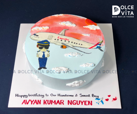 [1677] (120) Bánh vẽ phi công và máy bay Emirates