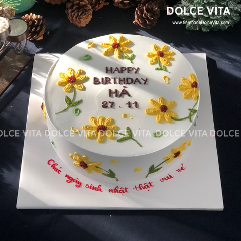 [1764] Bánh vẽ hoa vàng mộc mạc - nhẹ nhàng
