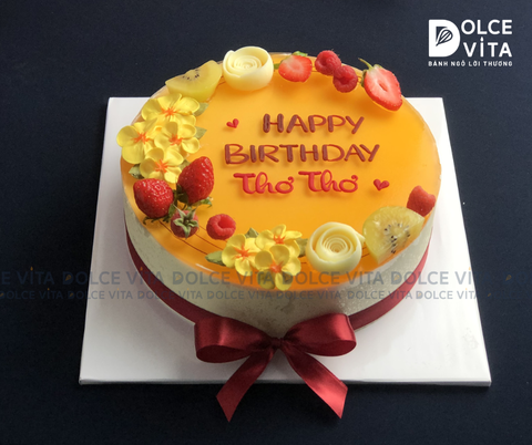 [1198] Bánh mousse chanh dây trang trí hoa mai rực rỡ