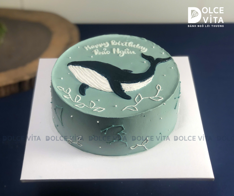 [2957] [80) Bánh kem chủ đề Cá voi - Đại dương