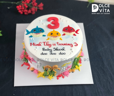 [1661] (80) Bánh vẽ Cá mập Baby Shark - chủ đề Đại dương vui nhộn cho bé