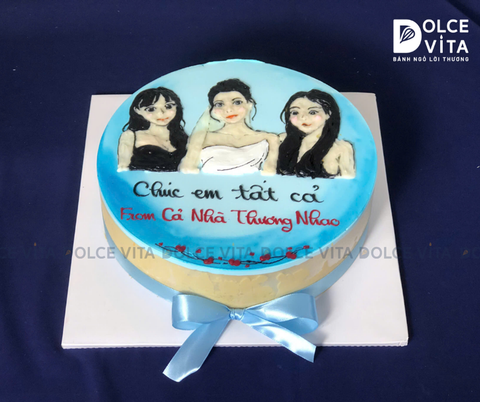 588 (150) Bánh vẽ chibi (phác thảo theo hình chụp) 3 người bạn
