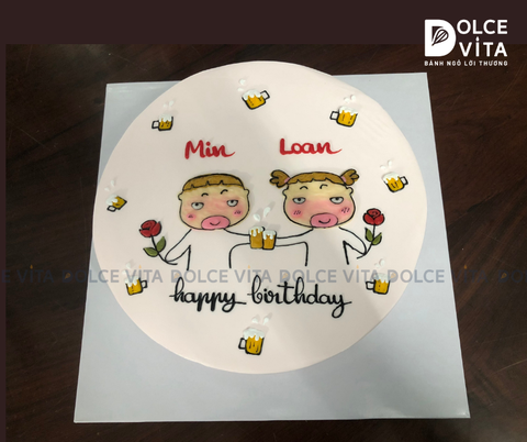 739 (50) Bánh hài hước vẽ Quỳnh Aka & Củ Cải