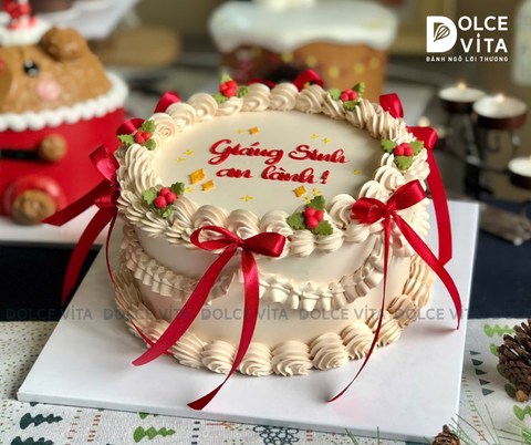 TA001 Bánh giáng sinh/ Noel/ Christmas cake phong cách retro, cổ điển