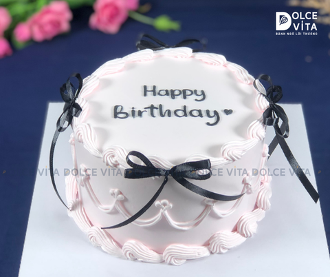 [1746] Bánh kem mini (bento) trang trí nơ đơn giản