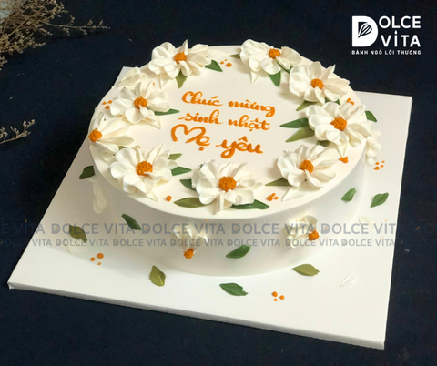 [1446] (80) Bánh sinh nhật trang trí hoa cúc