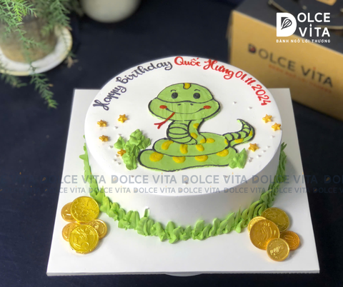 [116] (70) Bánh kem vẽ hình rắn – Món quà độc đáo cho người tuổi Tỵ