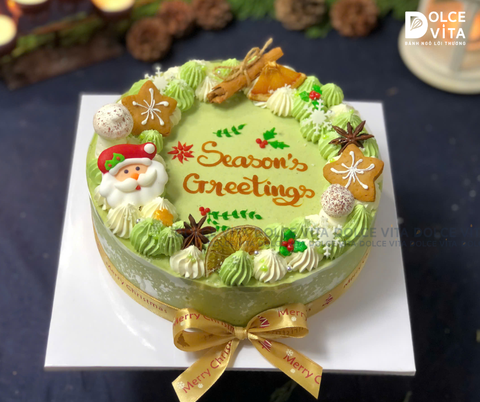 N601 (15-25-40-60) Christmas cake - Bánh Noel/giáng sinh Matcha Yogurt Mousse trang trí cookie