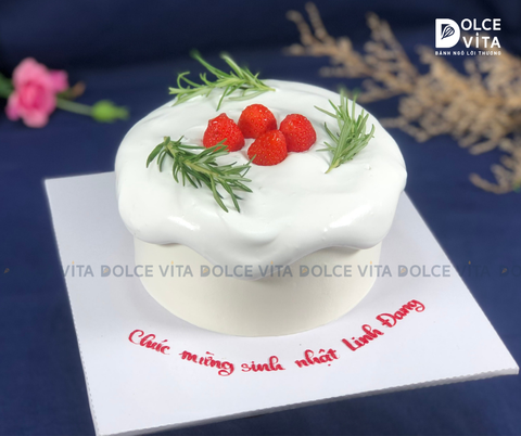 [1736] Bánh kem mini (bento) trang trí dâu tây đơn giản