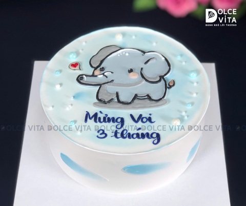 [1555] (30) Bánh kem vẽ hình chú voi tặng bé