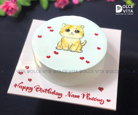 1075 (50) Bánh vẽ chú mèo/ bánh tuổi Mão/ Mẹo