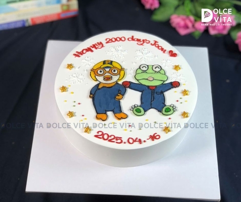 [059] (120) Bánh kem vẽ chim cánh cụt Pororo & Khủng long Crong