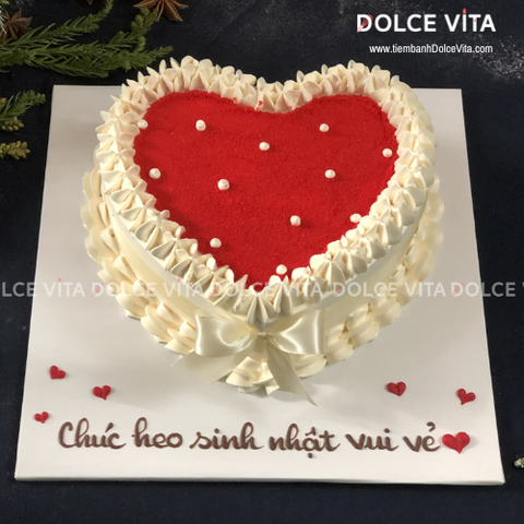 [1668] (60) Bánh trái tim tông đỏ phong cách retro