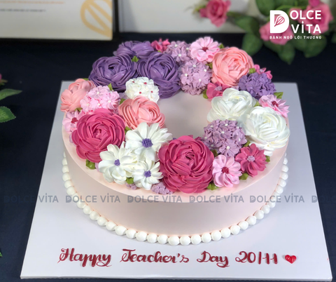 734 (M120-180) Bánh trang trí hoa kem màu Pastel