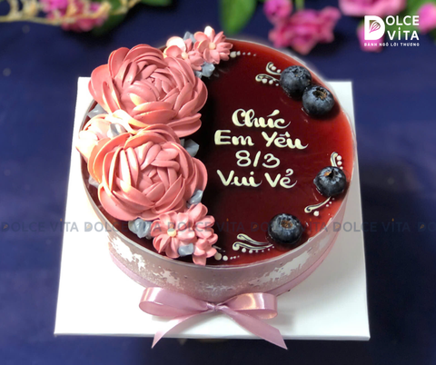 [1100] (30-30-50-70) Bánh mousse phô mai dâu tằm (Mulberry Yogurt) bắt hoa kem ngày 8.3