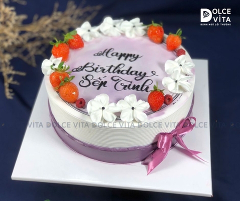 008 Bánh kem mứt trái cây trang trí hoa tông tím (S20/40/60/80)