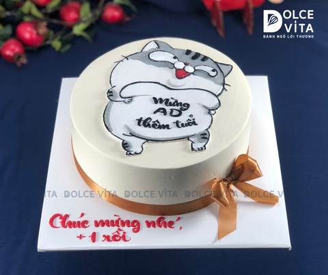 [2949] (80) Bánh kem lầy lội vẽ chú Mèo Ami