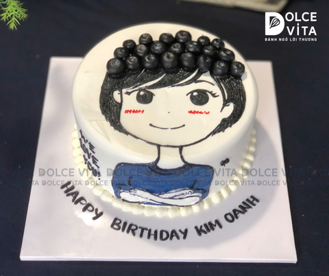 903 (120) Bánh vẽ cô gái trang trí việt quất