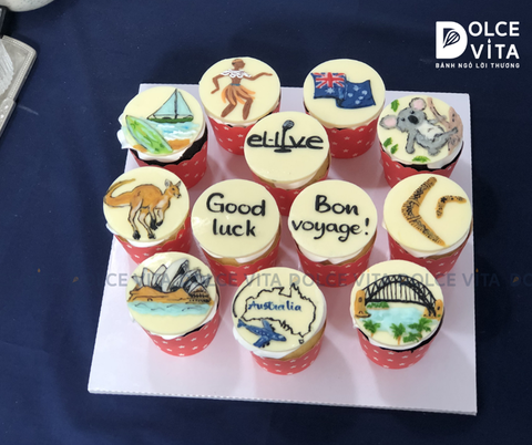 463 Set 12 cupcake trang trí chủ đề nước Úc/ Australia