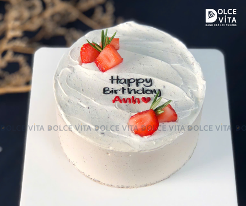 [1737] Bánh kem mini (bento) trang trí dâu tây