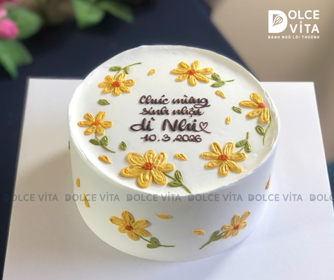 [1764] Bánh vẽ hoa cúc vàng mộc mạc - nhẹ nhàng