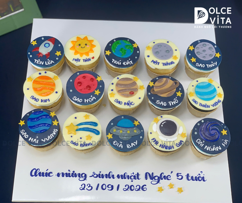 [3182] (20) Set Bánh Cupcake Hệ Mặt Trời, Vũ Trụ Kỳ Thú Cho Bé