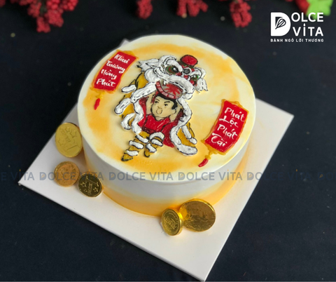 667 (120) Bánh vẽ múa lân mừng khai trương - năm mới