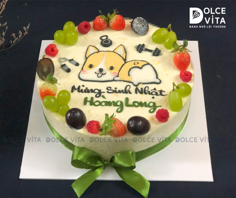 251 (50) Bánh vẽ chó Corgi tặng sinh nhật