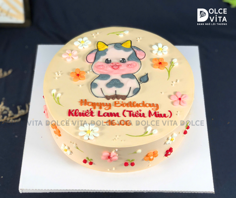 [1571] Bánh kem vẽ bò sữa