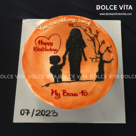 [1724] (70) Bánh kem vẽ Mẹ và Con - Tình Mẫu tử