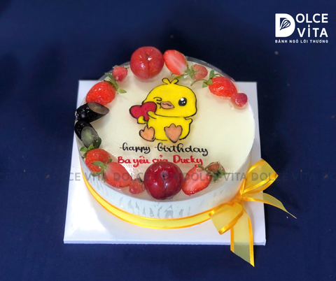 598 (50) Green Tea Lemon (Bánh mousse trà xanh chanh) vẽ con gà