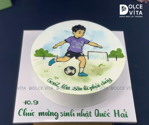 [3166] (90) Bánh kem vẽ cầu thủ đá banh - dành cho tín đồ bóng đá