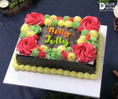 N702 Brownie hình chữ nhật (Bánh giáng sinh/ Noel/ Christmas cake)