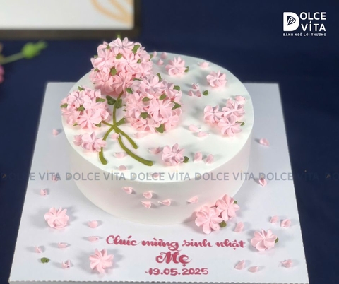 [1006] (60-90-120-150) Bánh kem hoa cẩm tú cầu tone hồng