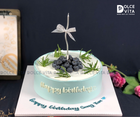 [1569] (70) Bánh tối giản trang trí việt quất và hương thảo