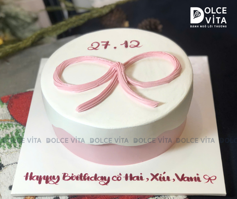 [0469] Bánh tối giản vẽ chiếc nơ (nhiều lựa chọn màu)