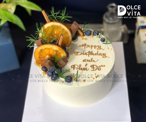 274 (60-100-150) Bánh đơn giản sang trọng trang trí việt quất, cam sấy và quế