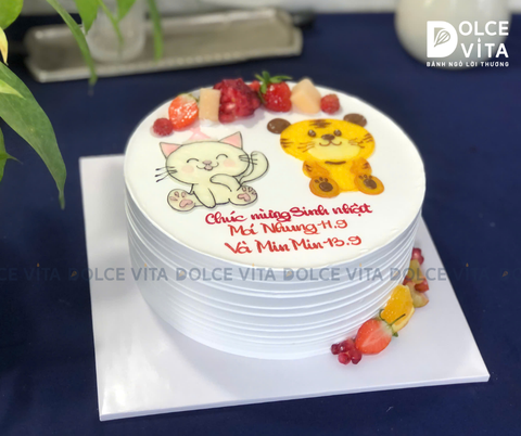 596 (90) Bánh vẽ con mèo và con hổ