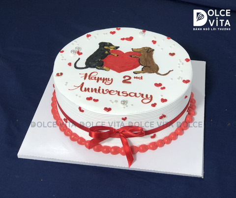466 (80) Bánh vẽ 2 chú chó cầm trái tim