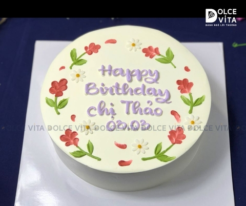 [1439] Bánh kem vẽ hoa phong cách nhẹ nhàng, tự nhiên