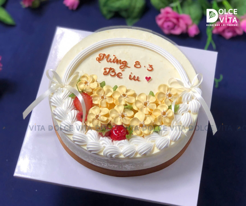 [1153] (20/30/45/60) Bánh mousse bắp trang trí giỏ hoa ngày 8/3