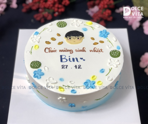 [1859] (30) Bánh vẽ chibi khuôn mặt bé trai cho sinh nhật