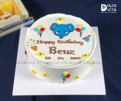[1494] (50) Bánh kem vẽ hình chú voi - quà sinh nhật đáng yêu của bé