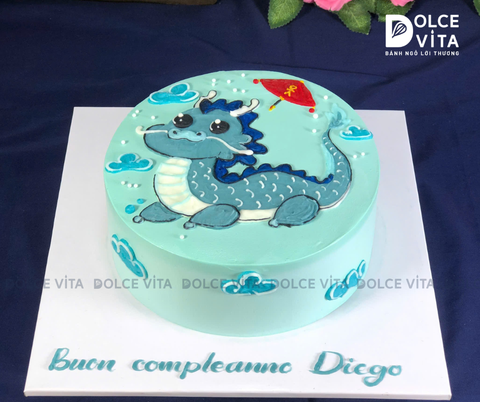 [1485] (80) Bánh vẽ rồng phong cách truyền thống cho sinh nhật bé