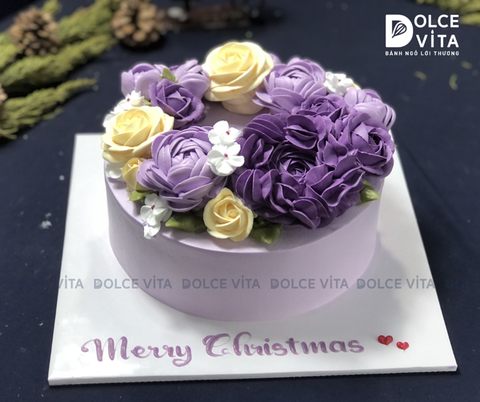 [0405] (M80)  (80/120/150) Bánh kem hoa hồng tone tím tặng sếp, phái nữ