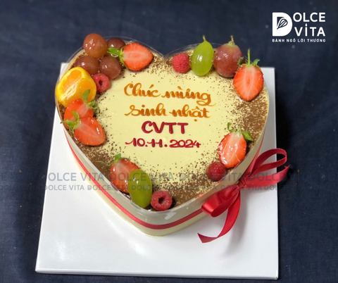 HS002 Tiramisu trái tim trang trí trái cây