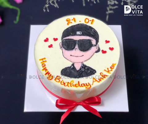 1060 (80) Bánh Kem Vẽ Chibi Nam Giới | Bánh Vẽ Theo Hình Bạn Trai