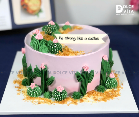 [1760] (85) Bánh Kem trang trí cây xương rồng mạnh mẽ, cá tính (Cactus Flower)